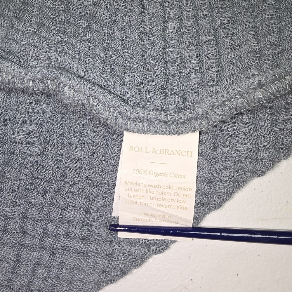 Boll & Branch Dream Robe M 100% Organic Cotton Mineral Unisex Pockets Lounge - Picture 10 of 10